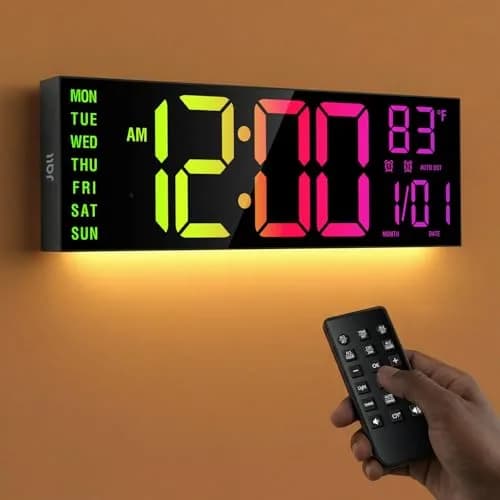 JALL 16-inch Digital Wall Clock with Timer & RGB Light | 40.6 cm (16 inches) thumbnail 1