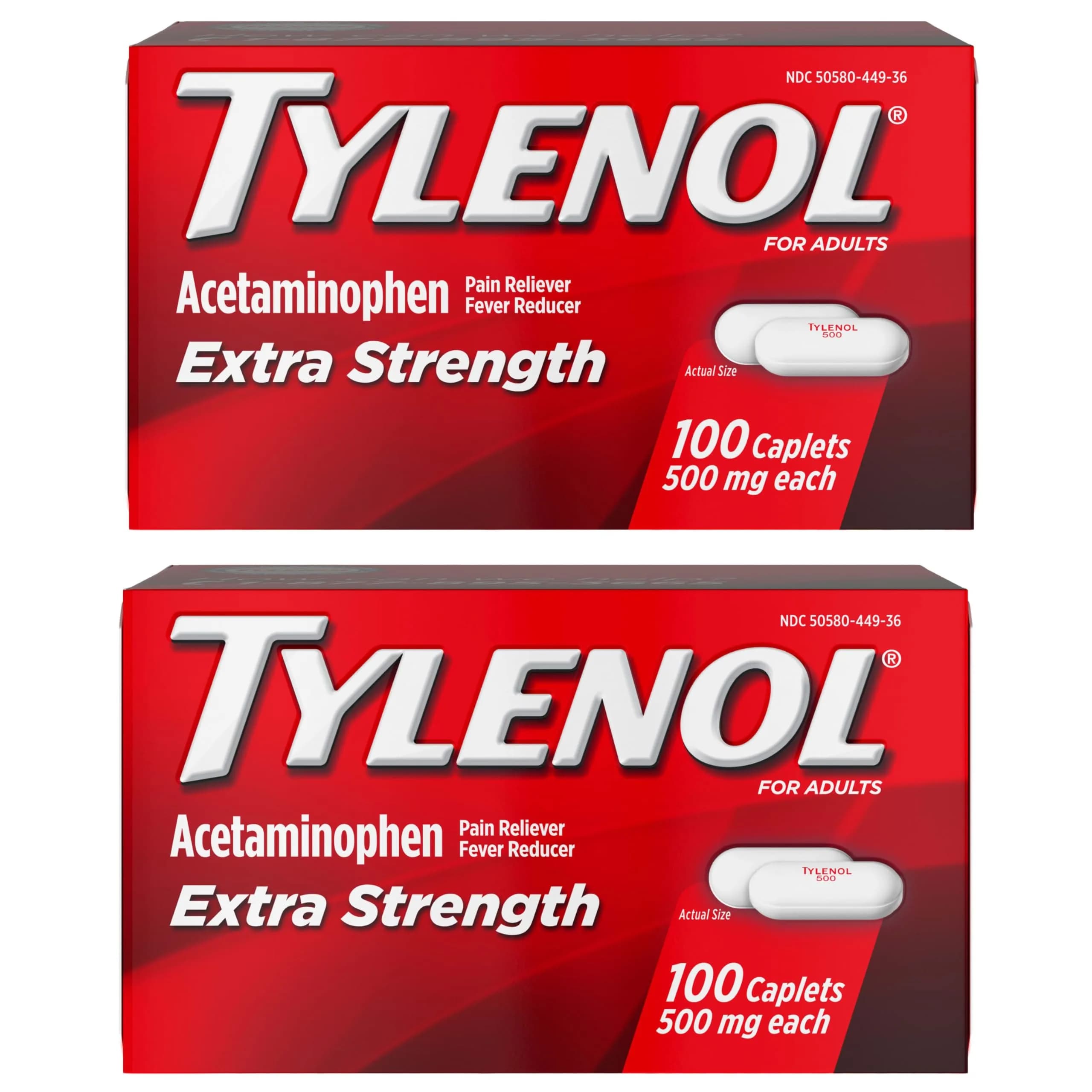 Tylenol Extra Strength Caplets, 500 mg Acetaminophen, 200 Count | Pain Reliever & Fever Reducer
