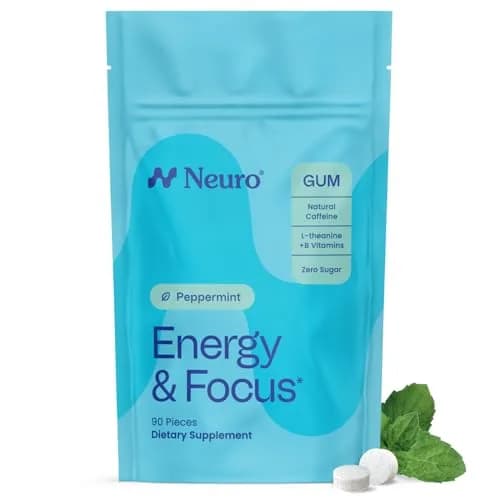 Neuro Energy & Focus Gum, Peppermint, 90 Count | Fast-Acting Nootropic Supplement thumbnail 1