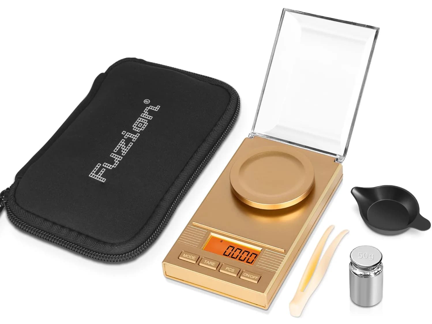 Fuzion Digital Milligram Scale 50g/0.001g, 6-in-1 Kit with Carry Bag | High Precision Weighing Machine — Gold