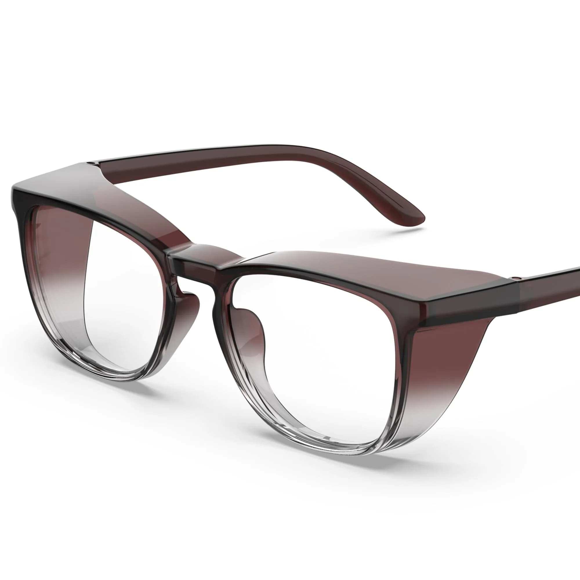 TOREGE Clear Safety Glasses Gradient Brown | Anti-Fog, Anti-Blue Light, UV Protection, ANSI Z87.1 Certified