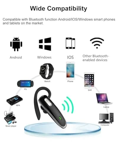 Jinreoo Bluetooth Headset V5.1 | Noise Cancellation, Long Battery, Universal Compatibility thumbnail 5