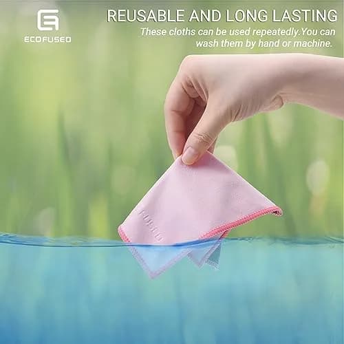 Eco-Fused Microfiber Cleaning Cloths 5 Pack 16.7 cm x 15.7 cm | Double-Sided Suede & Microfiber for Screens & Glasses thumbnail 4