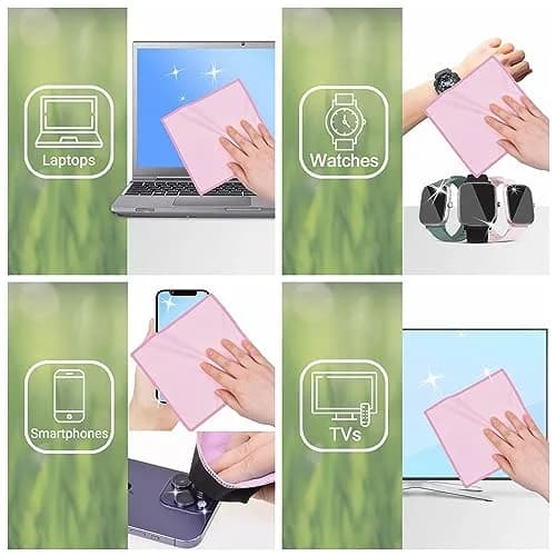 Eco-Fused Microfiber Cleaning Cloths 5 Pack 16.7 cm x 15.7 cm | Double-Sided Suede & Microfiber for Screens & Glasses thumbnail 5