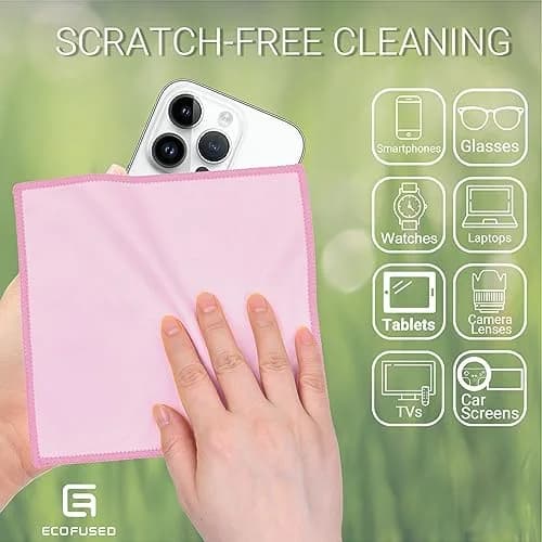 Eco-Fused Microfiber Cleaning Cloths 5 Pack 16.7 cm x 15.7 cm | Double-Sided Suede & Microfiber for Screens & Glasses thumbnail 3