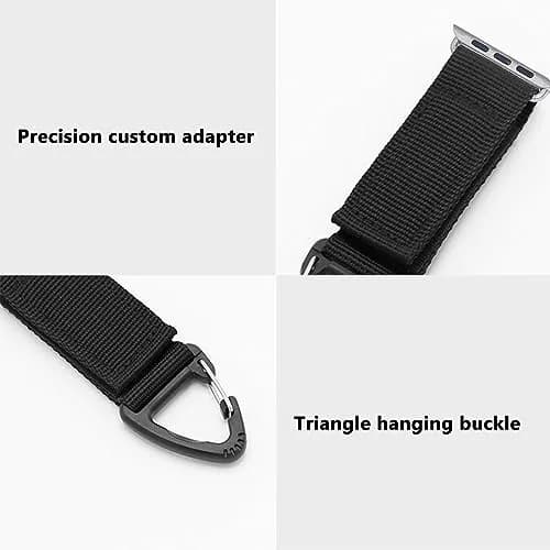 YwonShne Nylon Strap with Carabiner Clip for Apple Watch 38mm-49mm | Military Tactical Band for Outdoor Use thumbnail 4