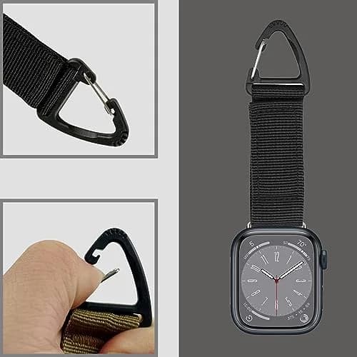 YwonShne Nylon Strap with Carabiner Clip for Apple Watch 38mm-49mm | Military Tactical Band for Outdoor Use thumbnail 2