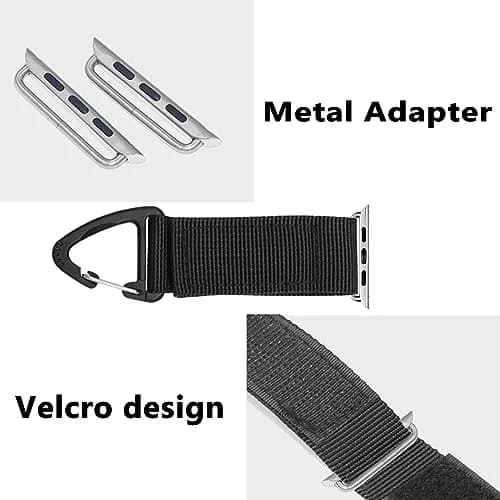 YwonShne Nylon Strap with Carabiner Clip for Apple Watch 38mm-49mm | Military Tactical Band for Outdoor Use thumbnail 3