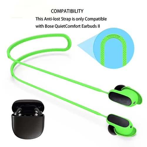 YBSCJHGR Anti-Lost Strap for Bose QuietComfort Earbuds II & Ultra, Silicone Neck Cord (Green) thumbnail 3