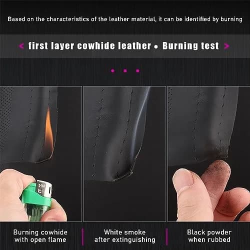 Ziciner Genuine Leather Steering Wheel Cover | Breathable, Anti-Slip, DIY Sewing, Max Diameter 15 Inch thumbnail 6