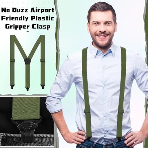 Jiuguva Men Hidden Undershirt Suspender Under Clothing Y 1.5in,Army Green | Airport Friendly Heavy Duty Suspenders thumbnail 6