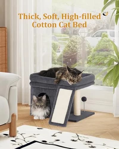 Aechonow Cat Tree for Large Cats 20x16.5 Perch Bed for Adult Senior Cats | Durable Sisal & Washable Cushion thumbnail 2