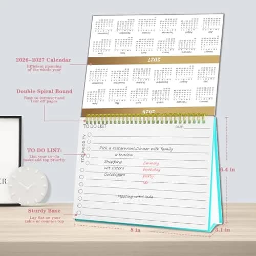 Ymumuda Floral Desk Calendar 2026-2027 20cm (8" x 6") | Academic Year Planning with To-Do Lists thumbnail 6