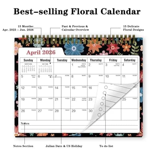 Ymumuda Floral Desk Calendar 2026-2027 20cm (8") x 15cm (6") | Academic Year Planner with To-Do Lists thumbnail 3