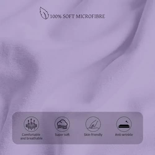 HBHLFZ Light Purple Twin XL Fitted Sheet 80" x 39" (203cm x 99cm) | Breathable Polyester with 16" Deep Pockets thumbnail 5