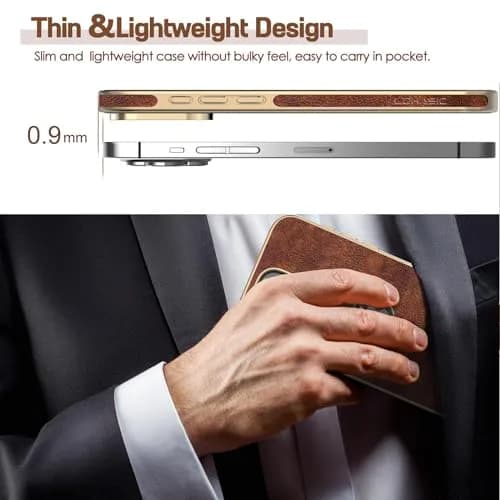 LOHASIC iPhone 15 Pro Max Leather Case | Slim Vintage Brown Luxury Cover thumbnail 4