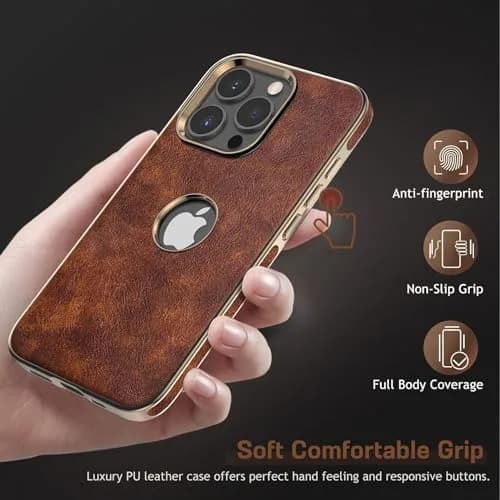 LOHASIC iPhone 15 Pro Max Leather Case | Slim Vintage Brown Luxury Cover thumbnail 5