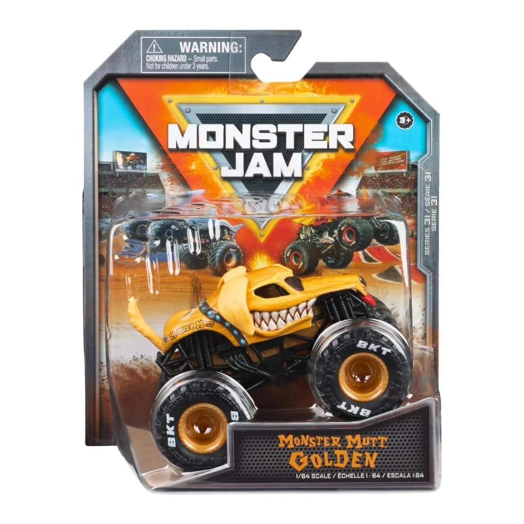 Monster Jam 2023 Spin Master 1:64 Diecast Truck Series 31 Ruff Crowd Monster Mutt Golden | Authentic Monster Jam Truck for Kids 3+ - main product image