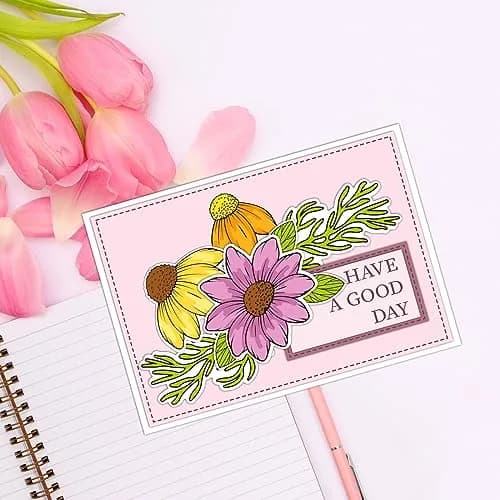 ORIGACH Daisy Flower Stamps and Dies and Layering Stencil Set, Silicone & Metal, 7.9x7.9 inch | DIY Card & Scrapbook Craft thumbnail 6