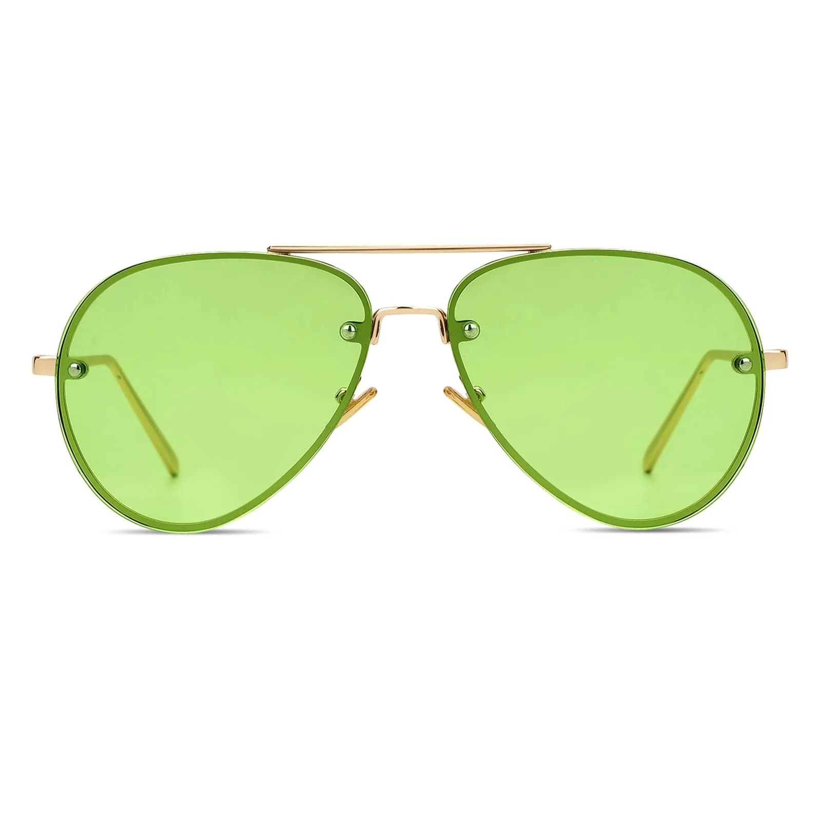 Freckles Mark Classic Oversized Aviator Sunglasses Gold Orange 62mm | UV400 Protection — Clear Green