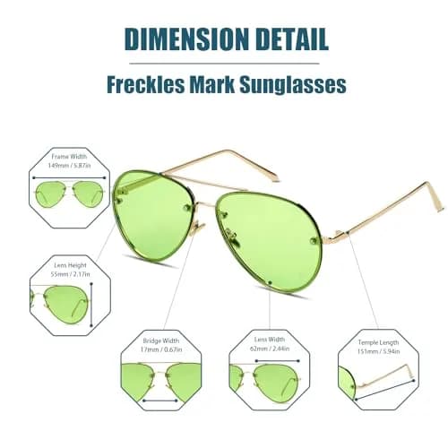 Freckles Mark Classic Oversized Aviator Sunglasses Clear Green 62mm | UV400 Protection thumbnail 4