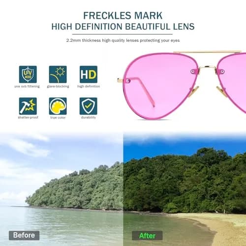 Freckles Mark Oversized Aviator Sunglasses Purple Tint 62mm | UV400 Protection thumbnail 3