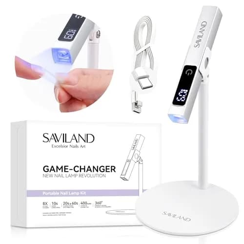 SAVILAND LED Nail Lamp Kit with Magnetic Stand & LCD Screen, 12W Portable Mini Dryer for Gel Nails | Hands-Free 360° Rotation thumbnail 1