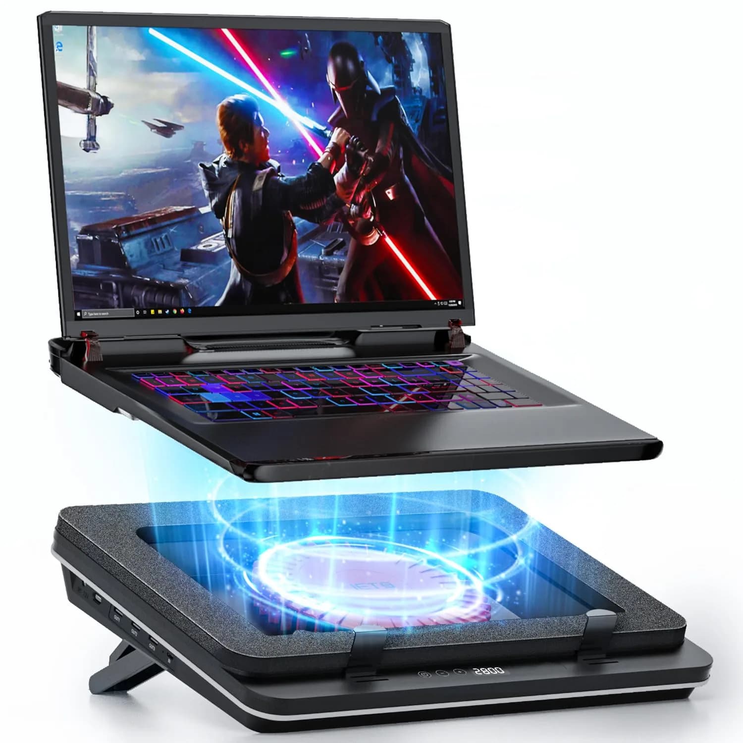 IETS GT600 RGB Laptop Cooling Pad 14.1-19.3 inch | Powerful Turbo-Fan & RGB Lighting — V1(HUB)
