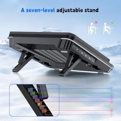 IETS GT600 Laptop Cooling Pad with 5.5-inch Turbo-Fan & Magnetic Foam Seal, 14.1-19.3 inch Gaming Laptop Cooler with 3-Port USB Hub & Dust Filter thumbnail 7