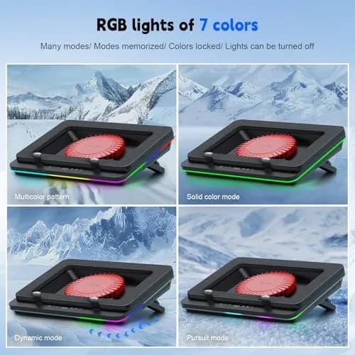 IETS GT600 RGB Laptop Cooling Pad 14.1-19.3 inch | Powerful Turbo-Fan & RGB Lighting thumbnail 4