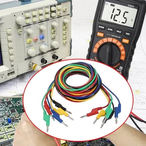 Sumnacon 5Pcs 3m (9.8Ft) Banana to Banana Plug Test Leads | 1000V/15A Stackable Silicone Cable Set thumbnail 2