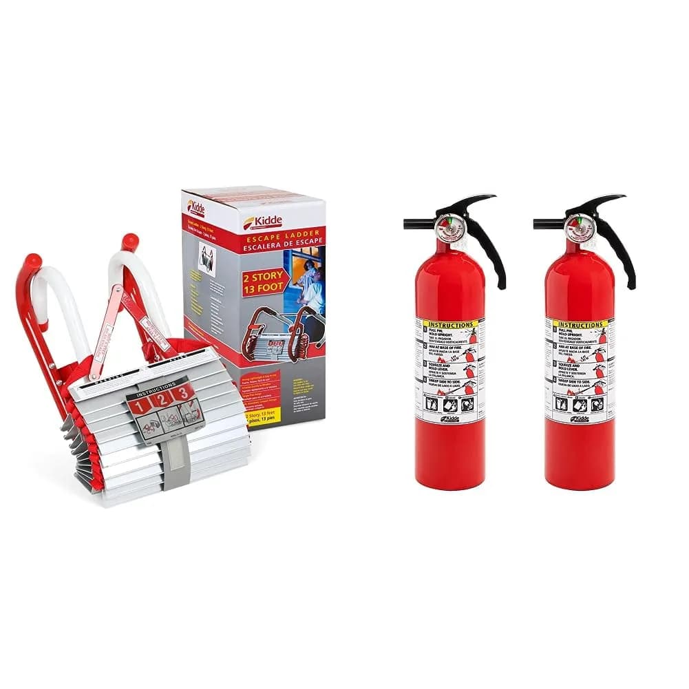 Kidde Fire Escape Ladder & Extinguisher Bundle | 13-Foot Ladder & 2x 2.5lb Extinguishers