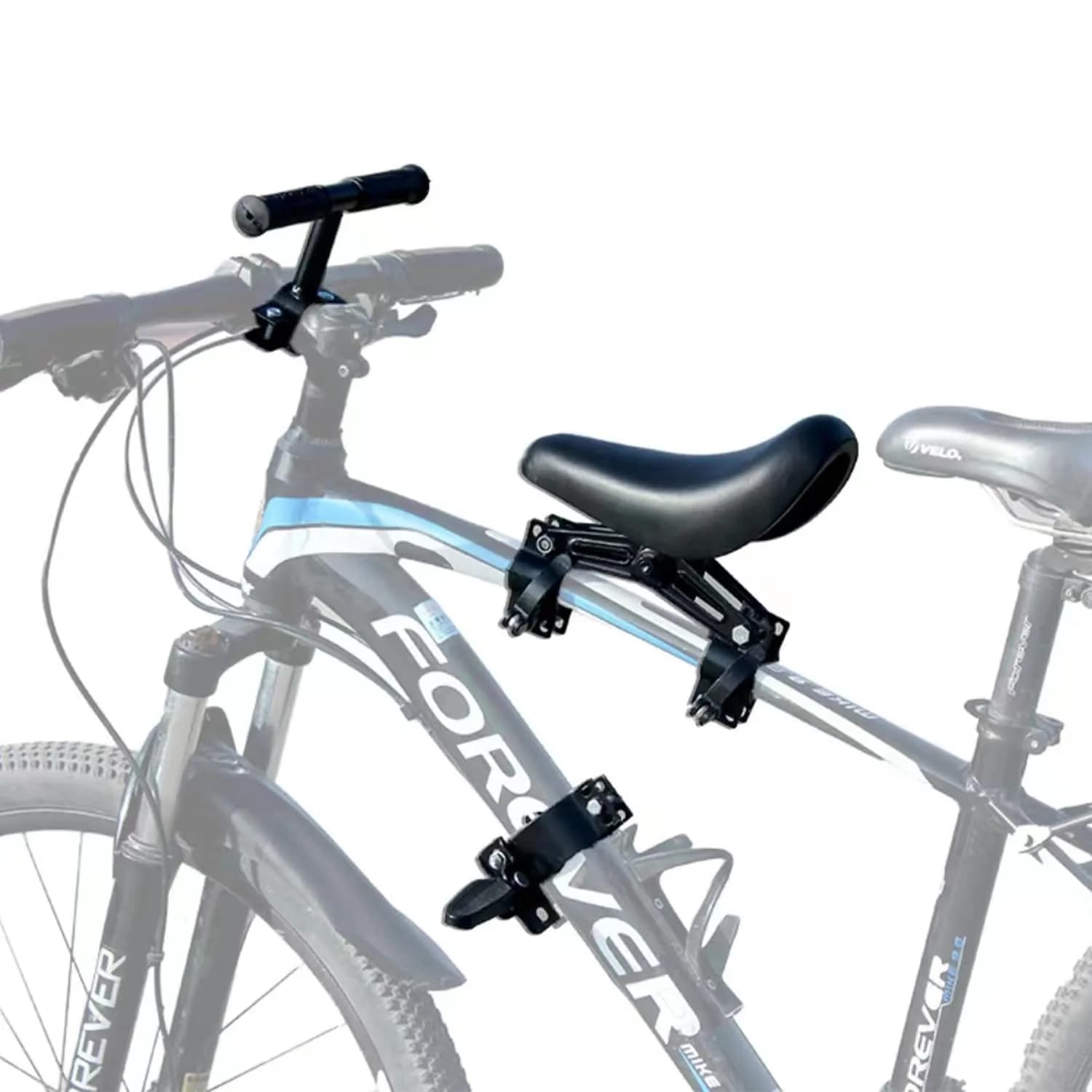 NELOMO Front Mounted Bicycle Seat for Kids with Handlebars & Foot Pedals | Aluminum Alloy, Black, Fits Most MTBs & City Bikes