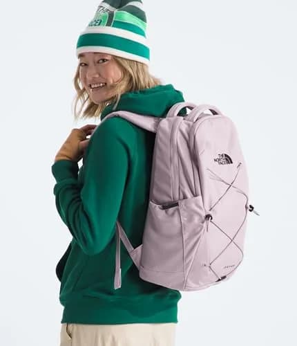 The North Face Women's Jester Luxe Laptop Backpack, Gardenia White/Burnt Coral Metallic, 28L | Stands Unsupported thumbnail 6