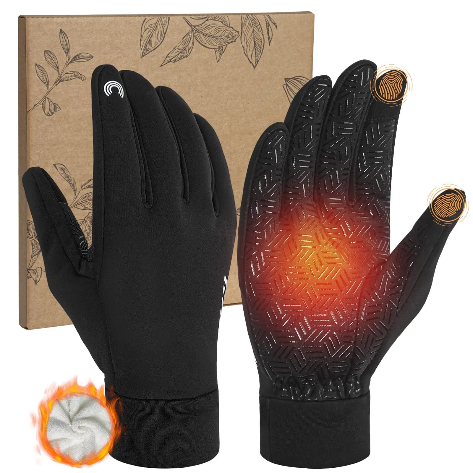 RIGWARL Lightweight Warm Winter Gloves for Men & Women, Black, L | Touchscreen Compatible & Windproof - main product image