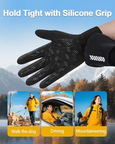 RIGWARL Lightweight Warm Winter Gloves for Men & Women, Black, L | Touchscreen Compatible & Windproof thumbnail 5