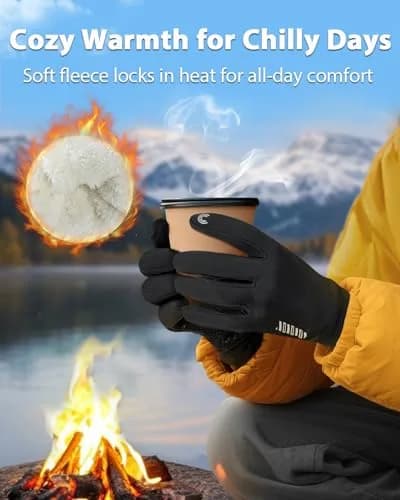 RIGWARL Lightweight Warm Winter Gloves for Men & Women, Black, L | Touchscreen Compatible & Windproof thumbnail 2