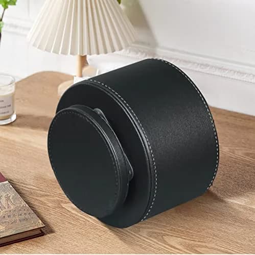 BIBELUN 360 Swivel Remote Control Holder with 4 Compartments | 14.8 cm (5.83 in) Black Faux Leather Desk Organizer thumbnail 5