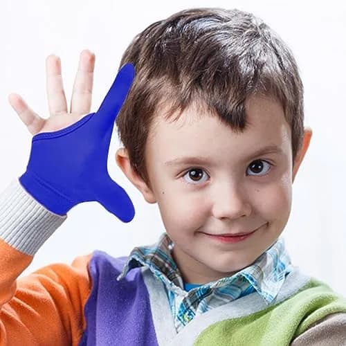 Yxmeiguo Thumb Sucking Guard Gloves for Kids Ages 5-12 | 2 Pairs (Black & Blue) with Adjustable Wrist thumbnail 4