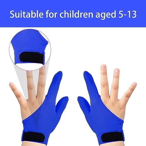 Yxmeiguo Thumb Sucking Guard Gloves for Kids Ages 5-12 | 2 Pairs (Black & Blue) with Adjustable Wrist thumbnail 2