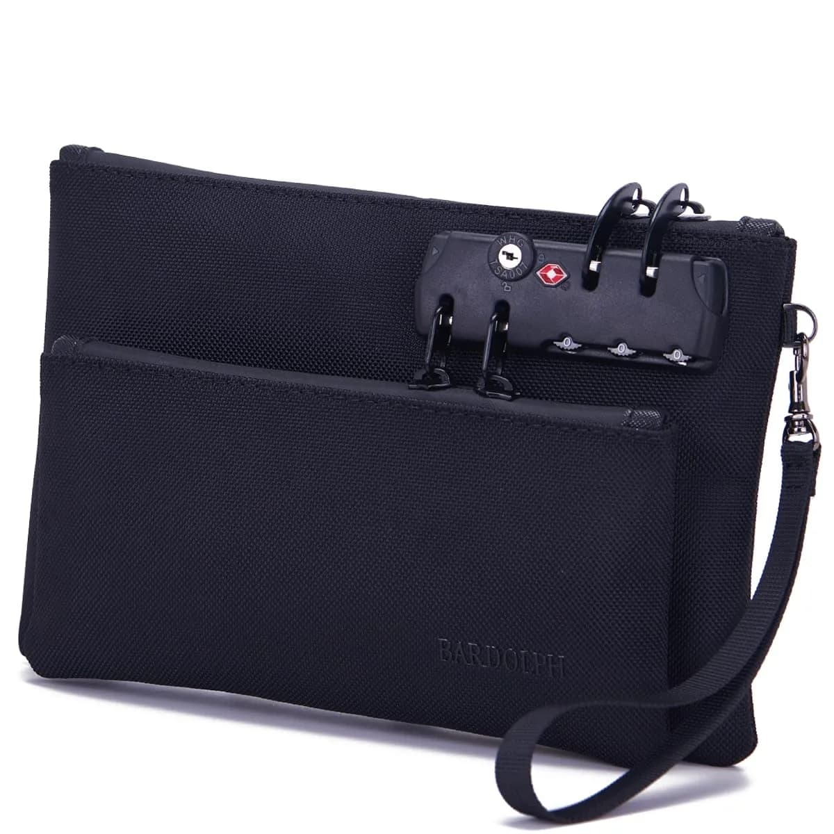 BARDOLPH Locking Money Bag with 3-Digit Code Lock, Small, Black | Secure Storage for Cash, Passports, Documents