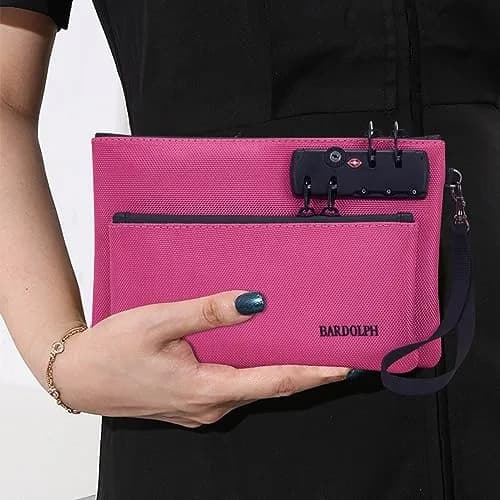 BARDOLPH Money Bag with Lock, Double Layer, Water-Resistant Nylon, 24cm x 16cm | Secure Cash & Valuables thumbnail 4