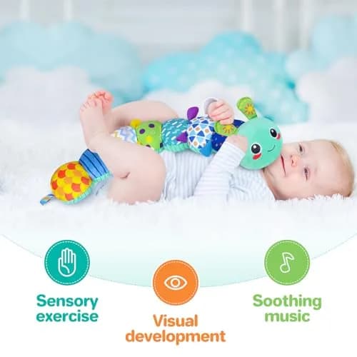 KMUYSL Baby Sensory Caterpillar Toy for 0-12 Months | Soft Plush, Crinkle & Music thumbnail 5