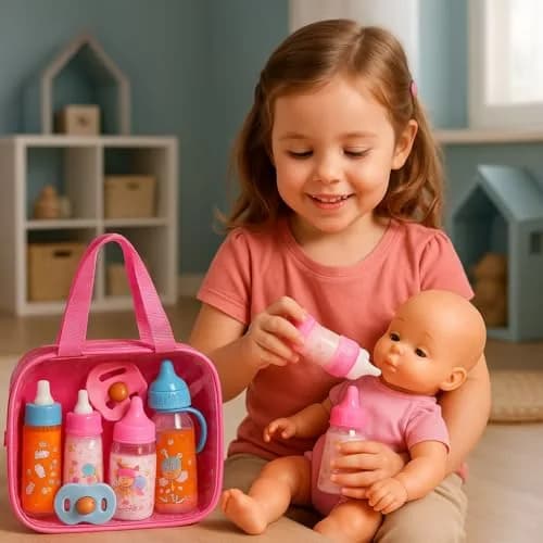 fash n kolor My Sweet Baby Disappearing Doll Feeding Set with 2 Bottles & Pacifier | Ages 3-10 Years thumbnail 2