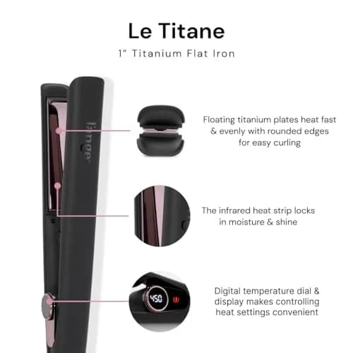L'ANGE HAIR Le Titane Titanium Flat Iron 1" (25.4mm) | Infrared Heat & Adjustable Temp for All Hair Types thumbnail 2