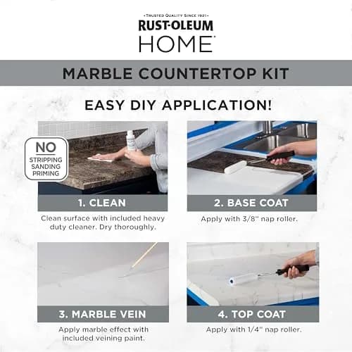Rust-Oleum Home Marble White Countertop Coating Kit | Durable Water-Based Finish (70-120 chars) thumbnail 5