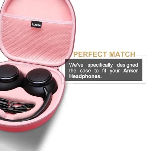 L LTGEM Hard Case for Anker Soundcore Q30/Q20i/Q45/Space One Pro Headphones, Pink | Waterproof & Shockproof Travel Cover thumbnail 3