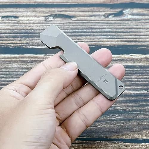 BANG TI Titanium EDC Pry Bar with Bottle Opener Function Portable Multi Tool 9.2 cm (3.62 inches) | Lightweight Corrosion-Resistant Pocket Companion thumbnail 2