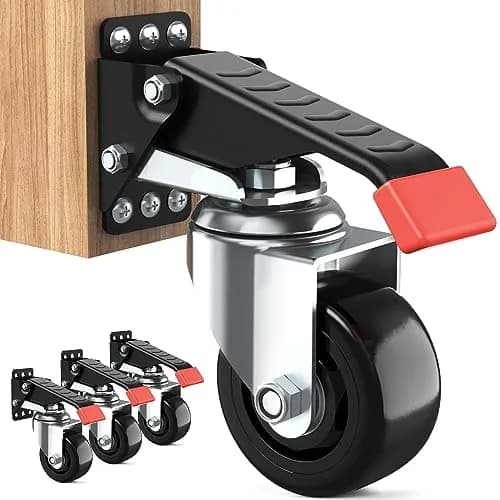 SPACEKEEPER Workbench Casters kit 920 Lbs - Retractable Casters, 4 Pack | Heavy Duty Steel & Polyurethane Wheels thumbnail 1