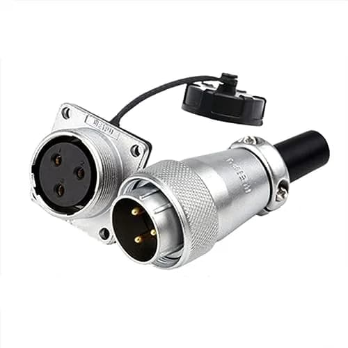 HangTon WS24 3 Pin Aviation Circular Connector Male Plug Female Panel Socket 24mm Panel Cutout Diameter | Secure Threaded Coupling, 500V 25A Power Electrical thumbnail 1